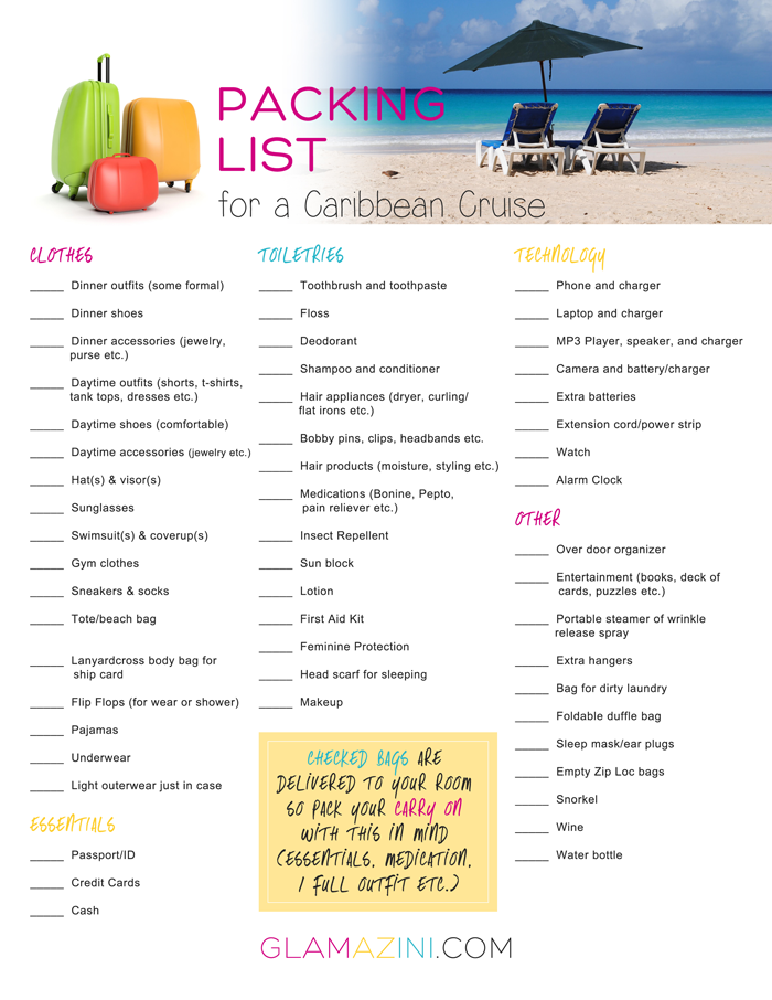 Royal Caribbean Cruise Packing List Printable